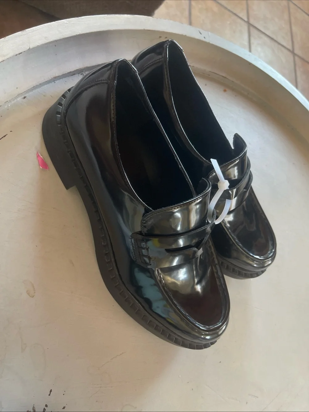 Madden Girl Black Patent Platform Loafers